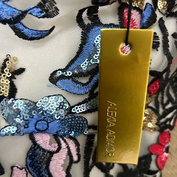 NWT Alexia AdmorMulti Sequined Embroidered Off
Shoulder Midi Dress Size 4 NWT - Picture 10 of 13